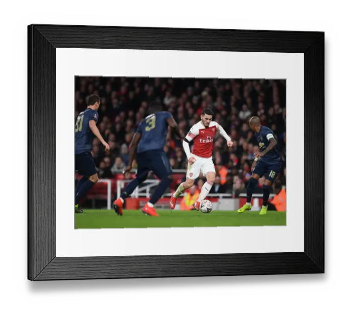 Framed Print : Arsenal's Sead Kolasinac: Unwavering Focus Against Manchester United in FA Cup Clash Framed Print : Arsenal's Sead Kolasinac: Unwavering Focus Against Manchester United in FA Cup Clash