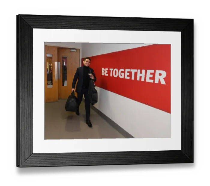 Framed Print : Arsenal FC: Lucas Torreira's Arrival at Emirates Stadium before Arsenal v Cardiff City (2018-19)