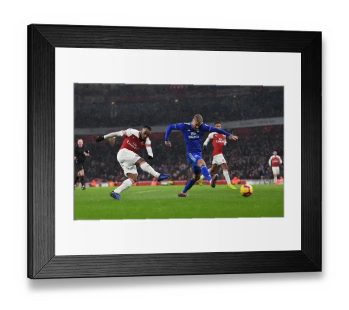 Framed Print : Alexandre Lacazette Scores Arsenal's Second Goal Against Cardiff City (2018-19)