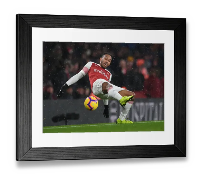 Framed Print : Arsenal's Aubameyang Shines in Arsenal FC vs. Cardiff City Premier League Clash (2018-19)