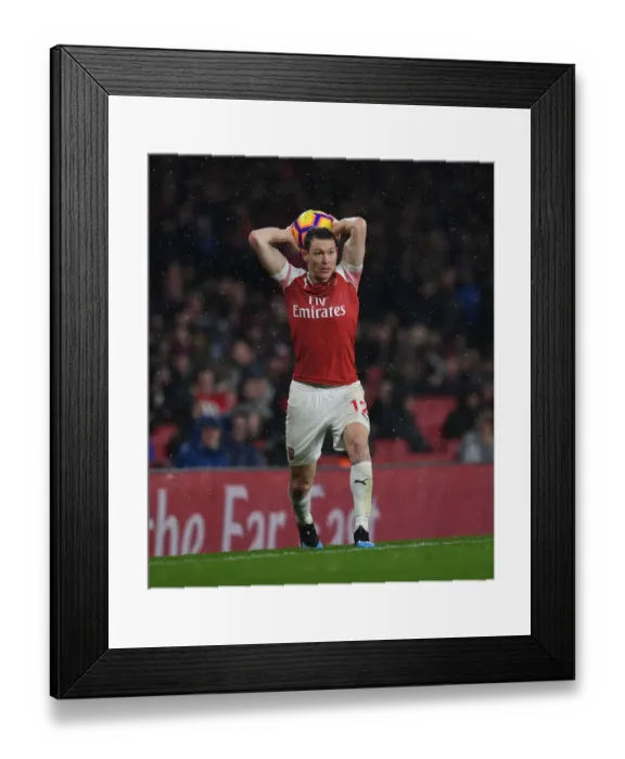 Framed Print : Arsenal vs. Cardiff: Stephan Lichtsteiner in Action at Emirates Stadium (Premier League 2018-19)