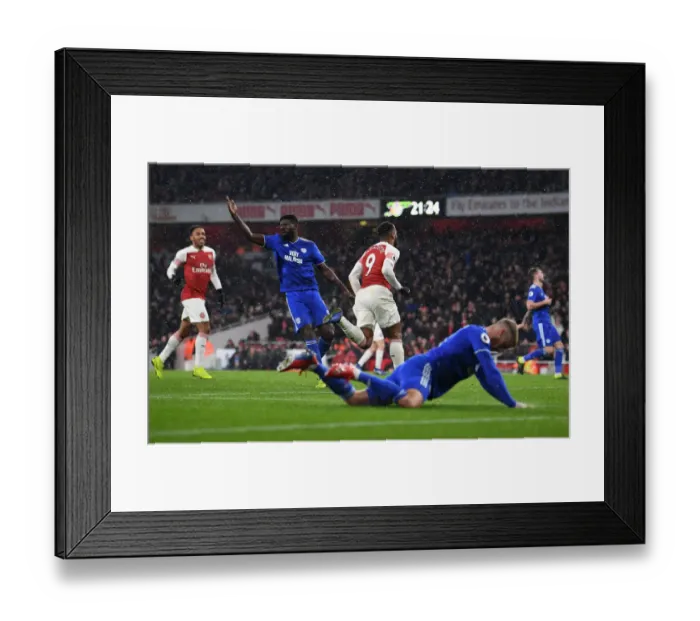 Framed Print : Alexandre Lacazette's Brace: Arsenal's Victory Over Cardiff City (2018-19)