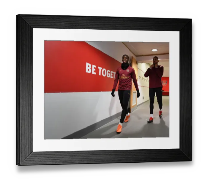 Framed Print : Arsenal FC: Eddie Nketiah and Konstantinos Mavropanos Prepare for Arsenal v Cardiff City (2018-19) Framed Print : Arsenal FC: Eddie Nketiah and Konstantinos Mavropanos Prepare for Arsenal v Cardiff City (2018-19)