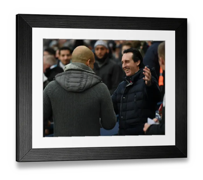Framed Print : Premier League: Unai Emery and Pep Guardiola Face Off at Manchester City vs. Arsenal FC