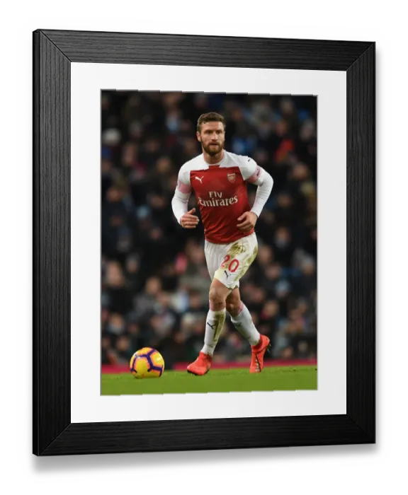 Framed Print : Arsenal's Mustafi Faces Off Against Manchester City: A Premier League Battle, February 2019 Framed Print : Arsenal's Mustafi Faces Off Against Manchester City: A Premier League Battle, February 2019