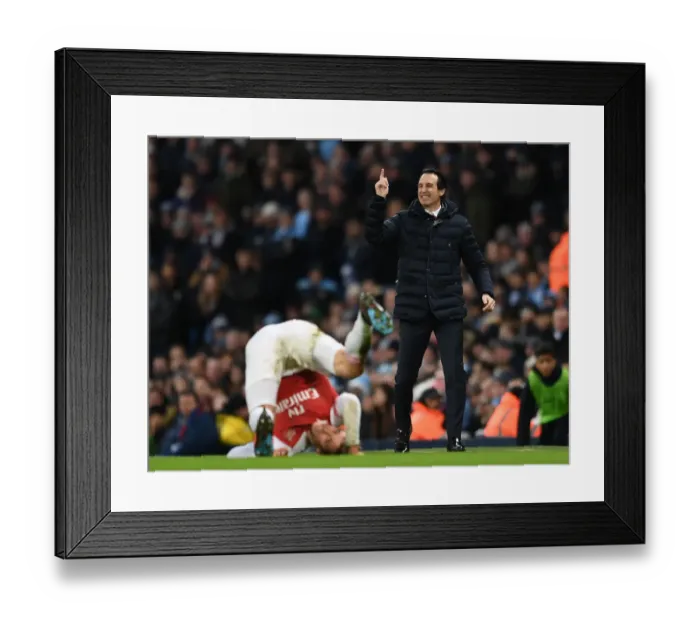 Framed Print : Unai Emery vs. Manchester City: Arsenal's Title Challenge at Etihad Stadium, 2018-19