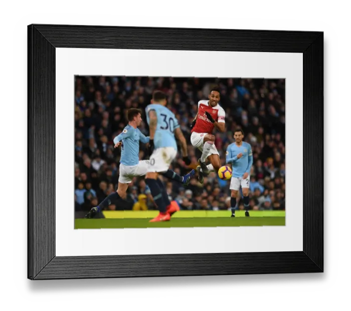 Framed Print : Manchester City vs. Arsenal: Aubameyang vs. Laporte Clash in Premier League Showdown Framed Print : Manchester City vs. Arsenal: Aubameyang vs. Laporte Clash in Premier League Showdown