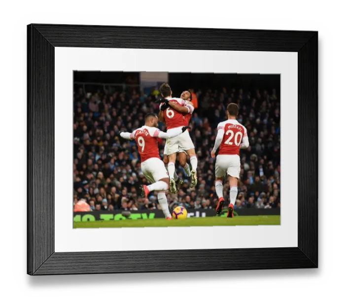 Framed Print : Arsenal: Koscielny and Aubameyang's Goal Celebration vs Manchester City (Premier League 2018-19) Framed Print : Arsenal: Koscielny and Aubameyang's Goal Celebration vs Manchester City (Premier League 2018-19)