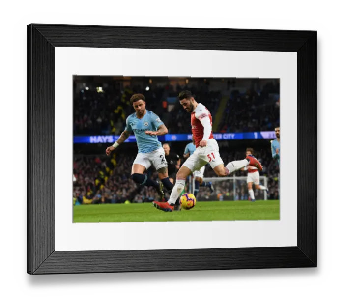 Framed Print : Sead Kolasinac Faces Kyle Walker: Manchester City vs. Arsenal, Premier League 2018-19