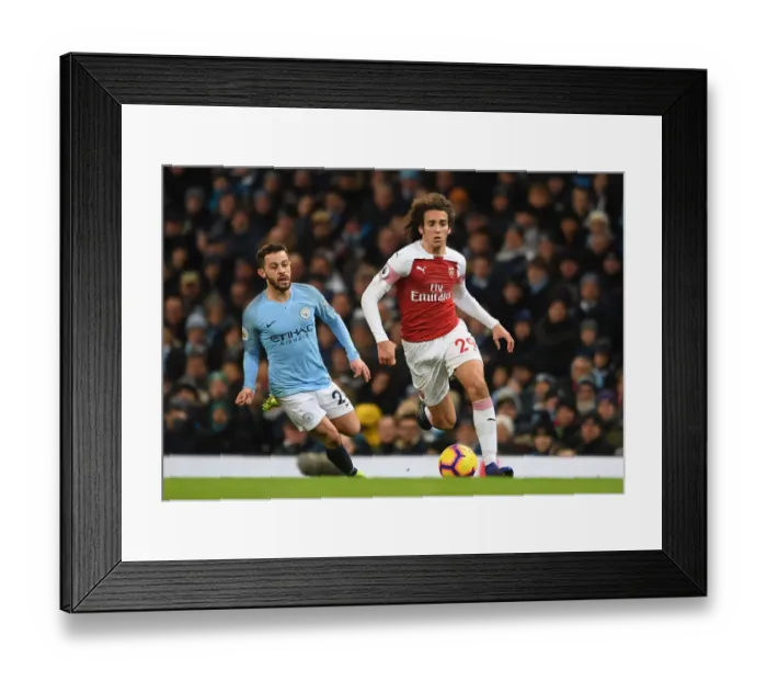 Framed Print : Guendouzi Under Pressure: Manchester City vs. Arsenal, Premier League 2018-19