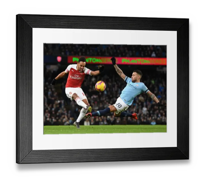 Framed Print : Clash of Titans: Aubameyang vs. Otamendi - Manchester City vs. Arsenal, Premier League 2018-19 Framed Print : Clash of Titans: Aubameyang vs. Otamendi - Manchester City vs. Arsenal, Premier League 2018-19