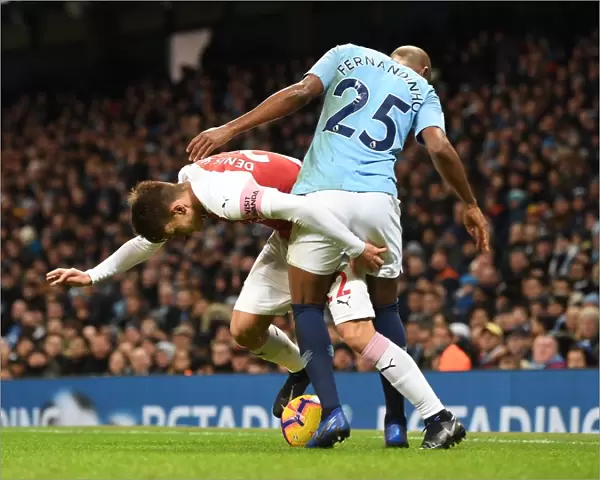 Denis Suarez vs Fernandinho: Intense Battle in Manchester City vs Arsenal FC Premier League Clash