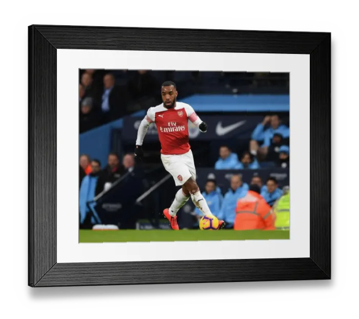 Framed Print : Arsenal's Alex Lacazette Faces Manchester City in Premier League Clash (2018-19) Framed Print : Arsenal's Alex Lacazette Faces Manchester City in Premier League Clash (2018-19)