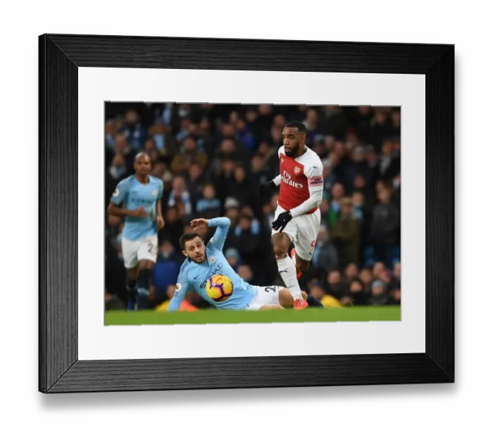 Framed Print : Alex Lacazette Outmaneuvers Bernardo Silva: A Crucial Moment in the Manchester City vs Arsenal Battle, Premier League 2018-19 Framed Print : Alex Lacazette Outmaneuvers Bernardo Silva: A Crucial Moment in the Manchester City vs Arsenal Battle, Premier League 2018-19
