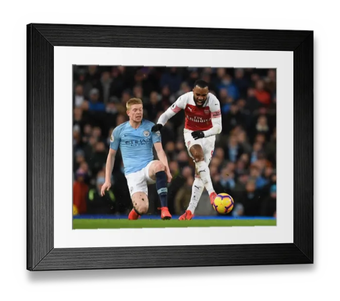 Framed Print : Manchester City vs. Arsenal: Lacazette vs. De Byrne - Premier League Clash, 2018-19 Framed Print : Manchester City vs. Arsenal: Lacazette vs. De Byrne - Premier League Clash, 2018-19