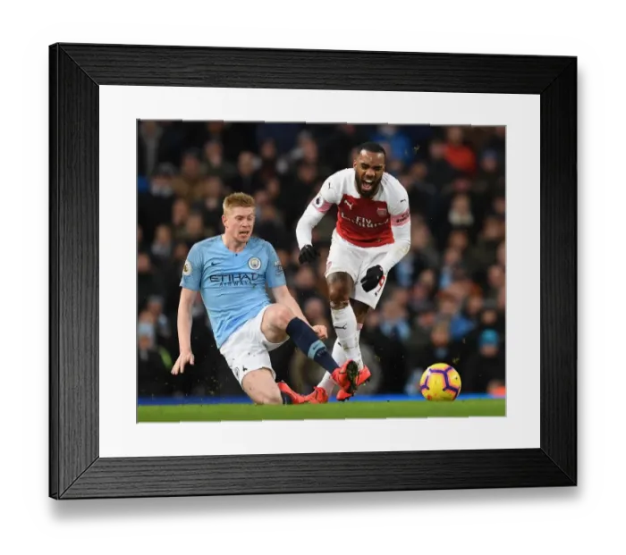 Framed Print : Clash of Titans: Manchester City vs. Arsenal - Premier League Showdown (Alexis Lacazette vs. Kevin De Byrne)