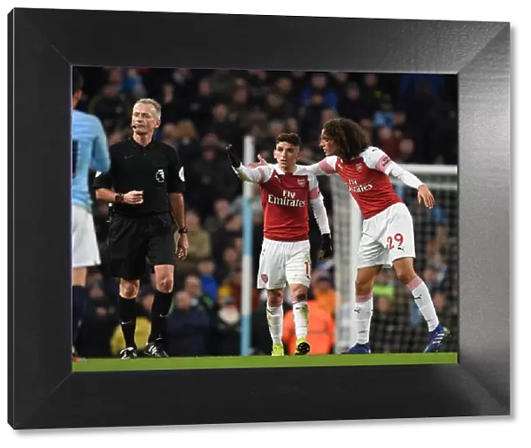 Arsenal's Torreria and Guendouzi Protest Referee Decision During Manchester City vs Arsenal (2018-19)