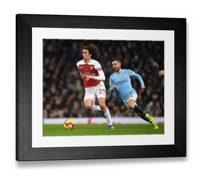 Framed Print : Guendouzi Breaks Past Bernardo Silva: Manchester City vs Arsenal, Premier League 2018-19