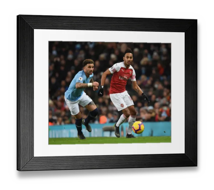 Framed Print : Aubameyang Breaks Past Walker: Manchester City vs. Arsenal, Premier League 2018-19 Framed Print : Aubameyang Breaks Past Walker: Manchester City vs. Arsenal, Premier League 2018-19