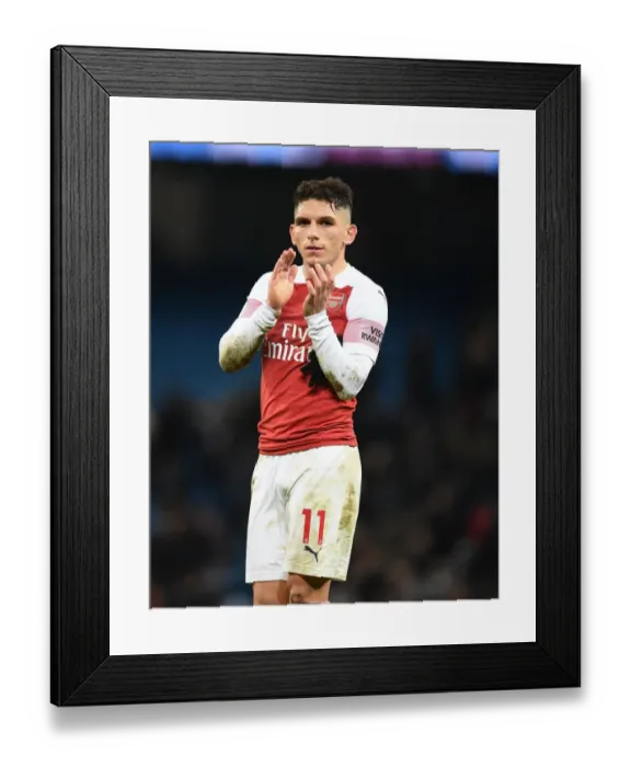 Framed Print : Torreira Applauds Arsenal Fans: Manchester City vs Arsenal, Premier League 2018-19