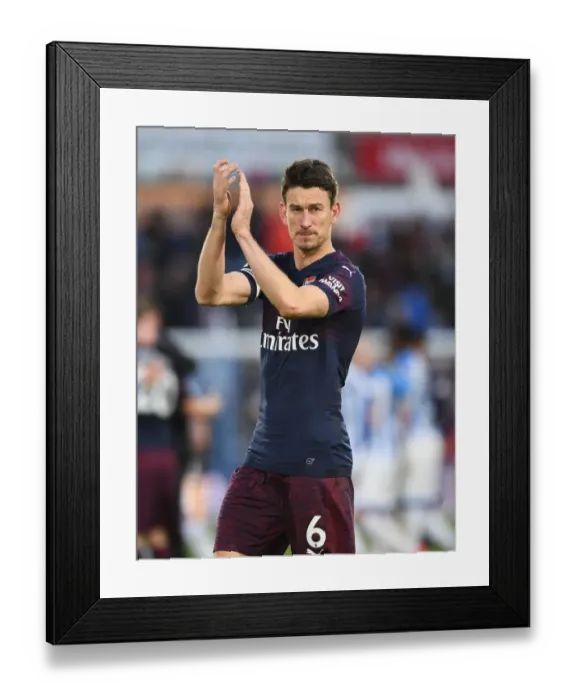 Framed Print : Laurent Koscielny Applauding Arsenal Fans After Huddersfield Victory, Premier League 2019