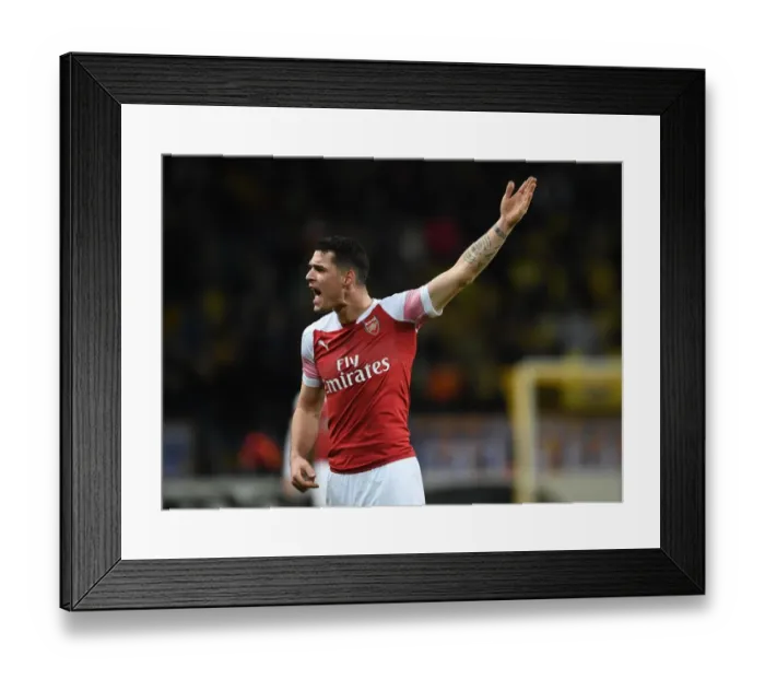 Framed Print : Granit Xhaka in Action: Arsenal's Europa League Battle against BATE Borisov