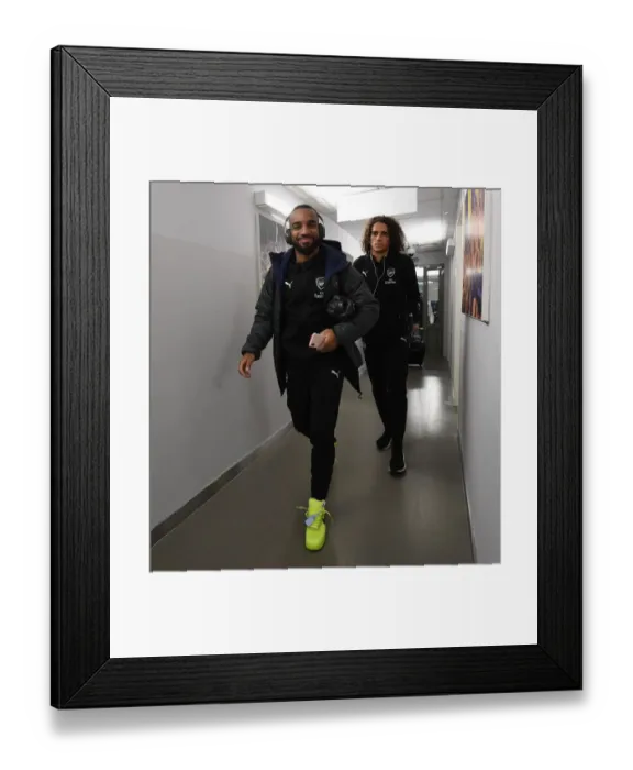 Framed Print : Arsenal's Lacazette and Guendouzi Prepare for BATE Borisov Europa League Clash