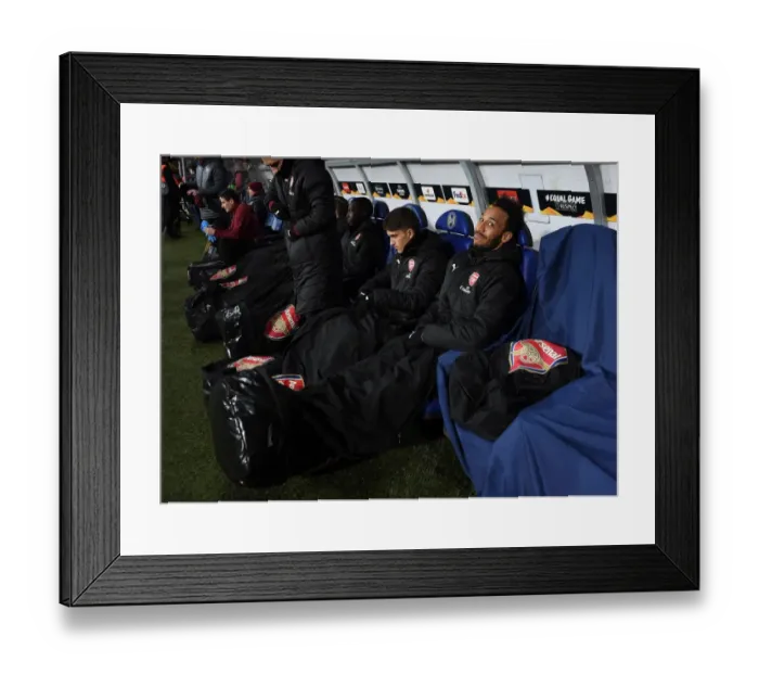 Framed Print : Arsenal's Aubameyang Ready: BATE Borisov vs Arsenal, UEFA Europa League Round of 32 - First Leg