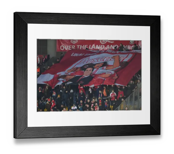 Framed Print : Arsenal Fans United: Banner at BATE Borisov vs Arsenal UEFA Europa League Match