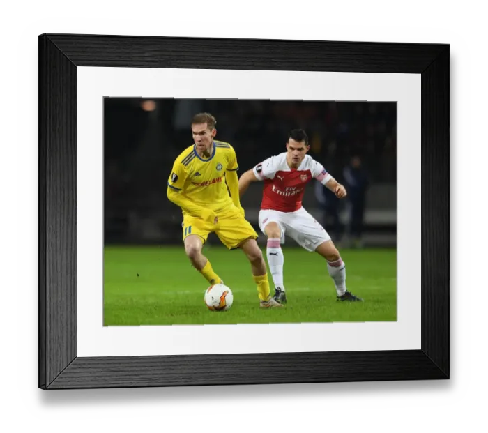 Framed Print : Arsenal FC: Clash of Teammates - Hleb vs Xhaka in BATE Borisov Showdown (UEFA Europa League 2019) Framed Print : Arsenal FC: Clash of Teammates - Hleb vs Xhaka in BATE Borisov Showdown (UEFA Europa League 2019)