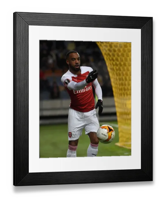 Framed Print : Alexandre Lacazette Leads Arsenal in Europa League Clash against BATE Borisov