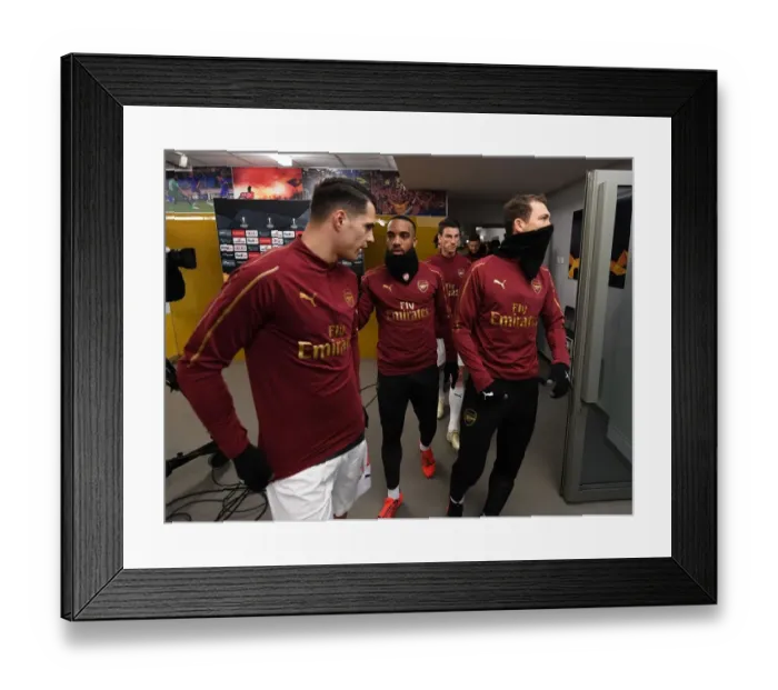 Framed Print : Arsenal's Lacazette and Xhaka Deep in Conversation Before BATE Clash