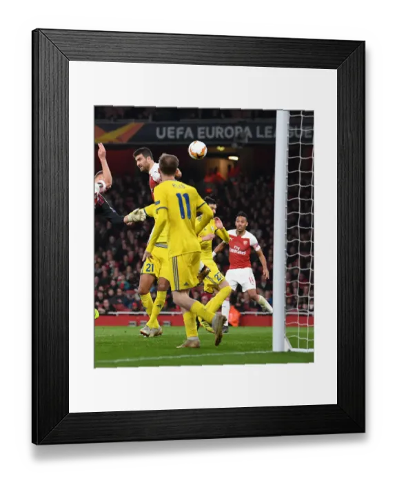 Framed Print : Sokratis Scores Third Goal: Arsenal Secures Europa League Victory over BATE Borisov Framed Print : Sokratis Scores Third Goal: Arsenal Secures Europa League Victory over BATE Borisov