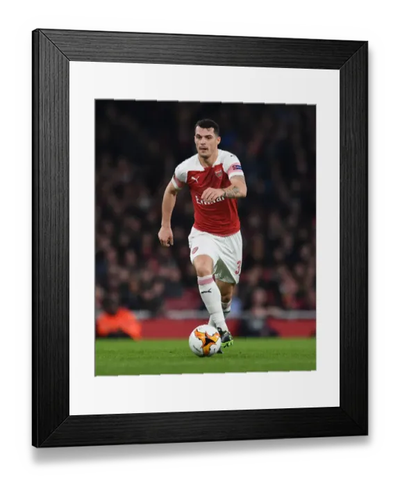 Framed Print : Granit Xhaka: Arsenal's Europa League Battle against BATE Borisov, 2018-19 Framed Print : Granit Xhaka: Arsenal's Europa League Battle against BATE Borisov, 2018-19