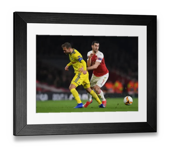 Framed Print : Mkhitaryan vs Stasevich: Arsenal vs BATE Borisov Clash in Europa League