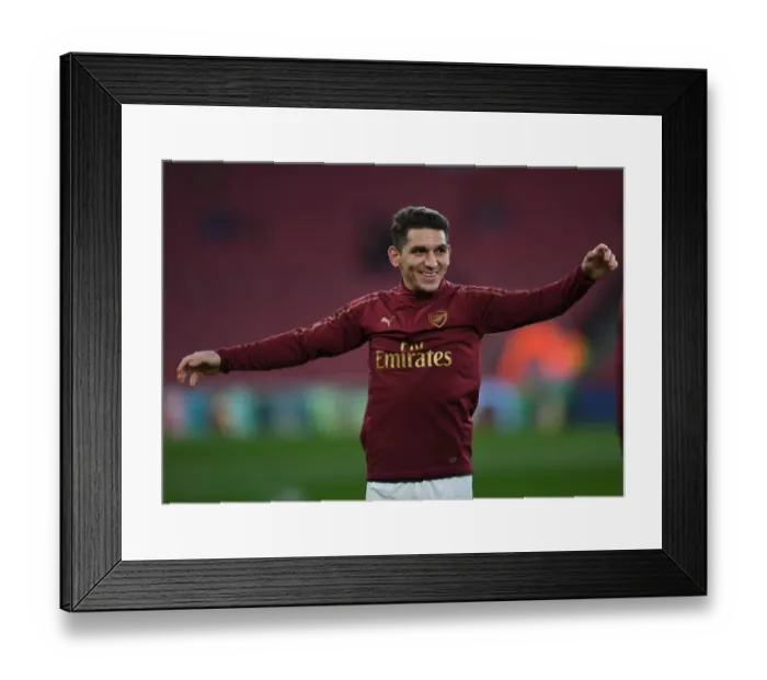 Framed Print : Arsenal's Lucas Torreira Gears Up for Arsenal v BATE Borisov: UEFA Europa League Showdown