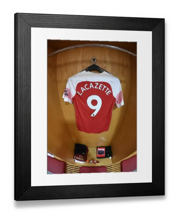 Framed Print : Arsenal FC: Alexis Lacazette's Emirates Jersey Before Arsenal vs Southampton (2018-19)