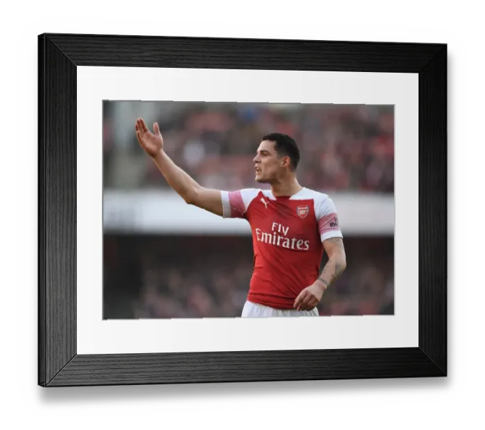 Framed Print : Granit Xhaka: Arsenal vs. Southampton, Premier League 2018-19 - In Action Framed Print : Granit Xhaka: Arsenal vs. Southampton, Premier League 2018-19 - In Action