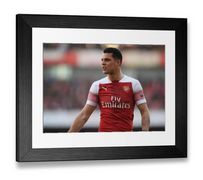 Framed Print : Granit Xhaka: Arsenal Midfielder in Action against Southampton, Premier League 2018-19