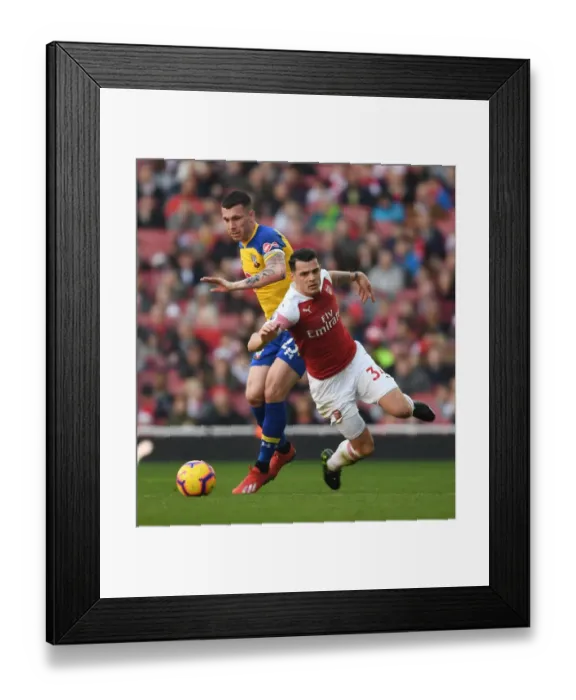 Framed Print : Clash at Emirates: Xhaka vs. Hojbjerg - Arsenal vs. Southampton, Premier League 2018-19