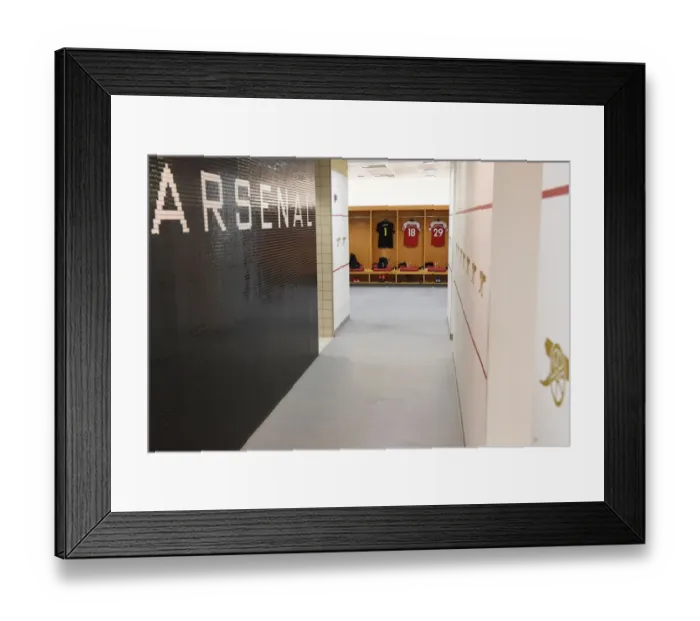 Framed Print : Exclusive: A Peek into Arsenal's Changing Room Before the Arsenal vs Southampton Match (Premier League, Emirates Stadium)