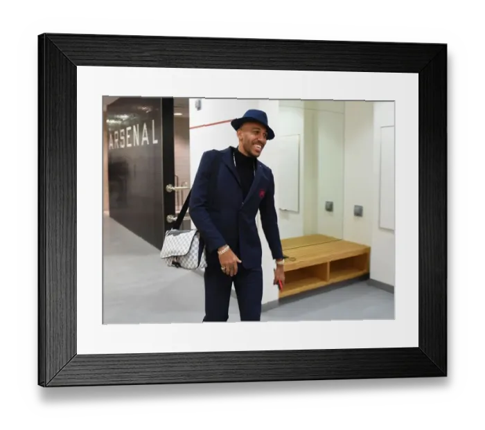 Framed Print : Arsenal's Aubameyang Readies for Arsenal vs. Southampton Showdown (2018-19)