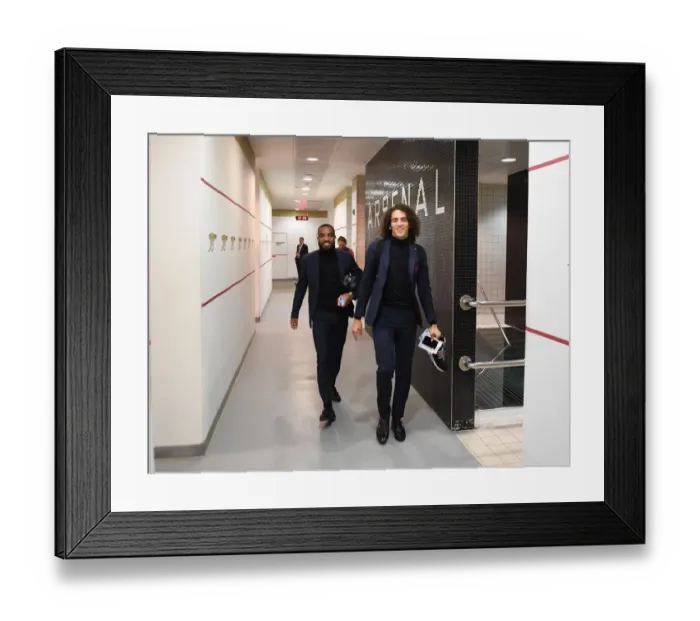Framed Print : Arsenal FC: Pre-Match Huddle - Alex Lacazette and Matteo Guendouzi, Arsenal v Southampton FC, Premier League 2018-19