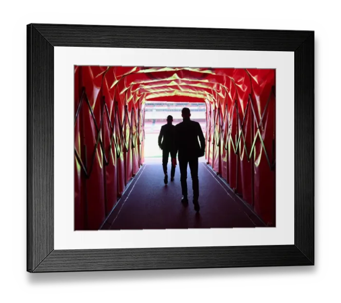 Framed Print : Arsenal FC vs Southampton FC: Stephan Lichtsteiner and Bernd Leno Prepare for Premier League Clash at Emirates Stadium