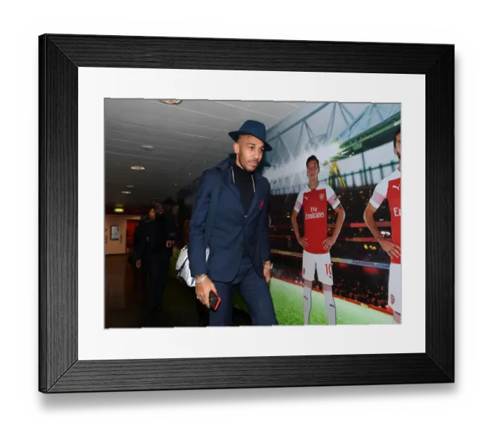 Framed Print : Arsenal's Pierre-Emerick Aubameyang Arrives at Emirates Stadium Ahead of Arsenal v Southampton Match