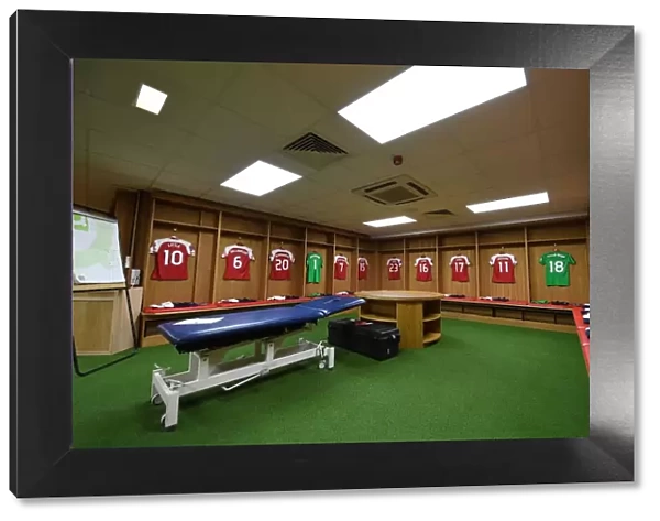 Arsenal Women's Team: Preparing in the Changing Room for the FA WSL Continental Cup Final against Manchester City