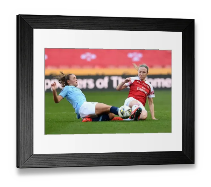 Framed Print : Midfield Battle: Quinn vs Walsh in Arsenal vs Manchester City FA WSL Continental Cup Final 2019