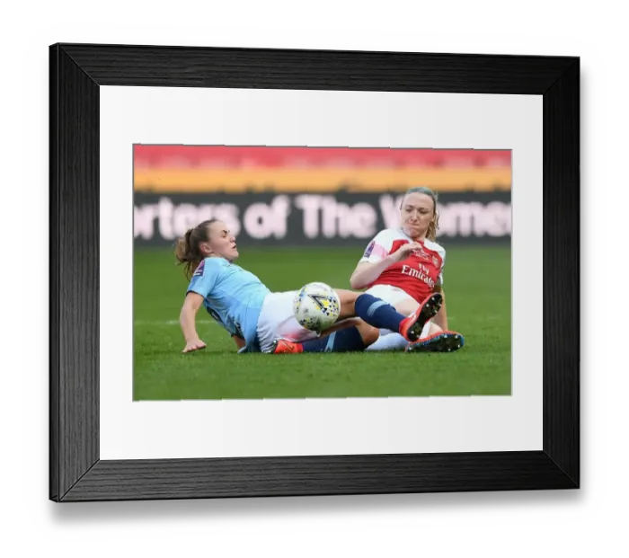 Framed Print : Showdown in the Midfield: Quinn vs. Walsh - Arsenal Women vs. Manchester City Women's FA WSL Continental Cup Final (2019)