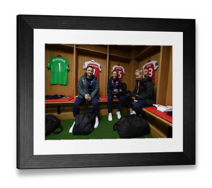 Framed Print : Arsenal Triple Threat: McCabe, Mead, and van de Donk Prepare for FA Womens Continental League Cup Final