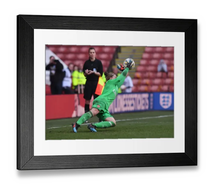 Framed Print : Arsenal's Sari van Veenendaal Stops Manchester City's Penalty in FA WSL Continental Cup Final Framed Print : Arsenal's Sari van Veenendaal Stops Manchester City's Penalty in FA WSL Continental Cup Final